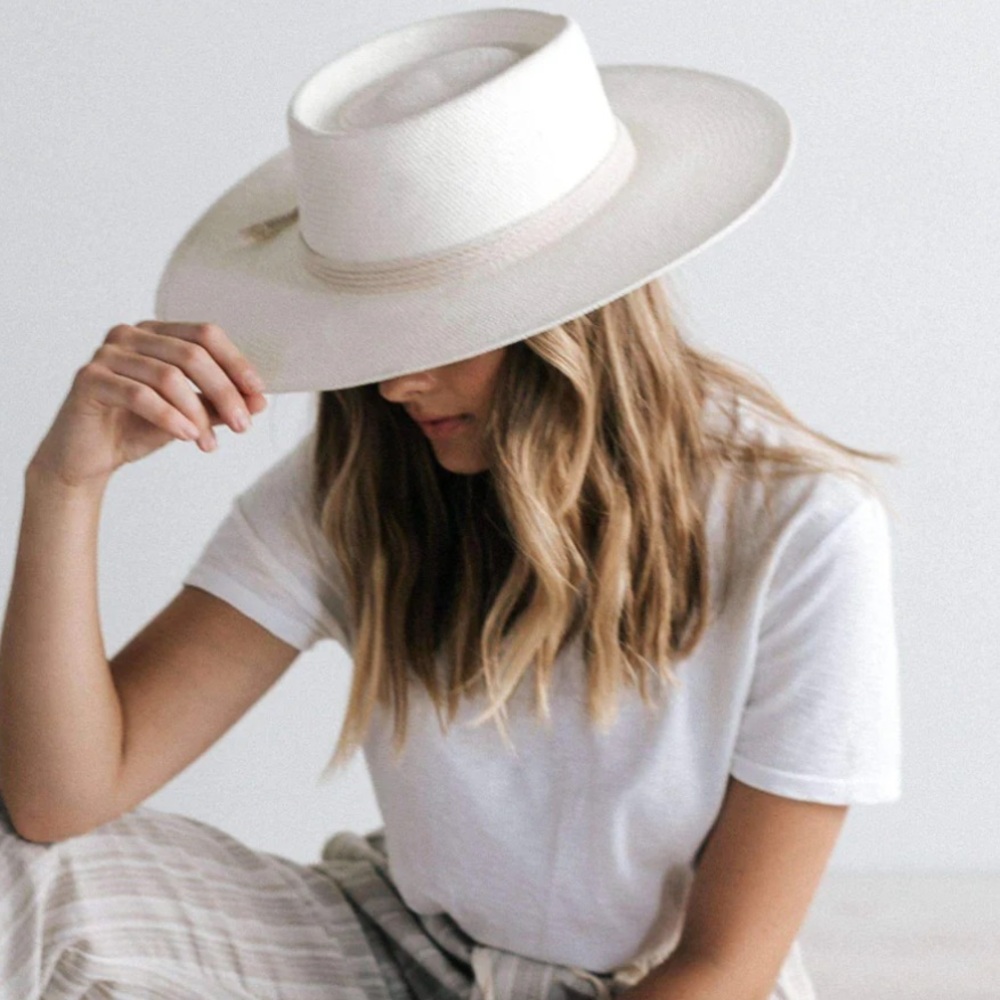 GIGI PIP BRE PORK PIE STRAW HAT - IVORY M/L